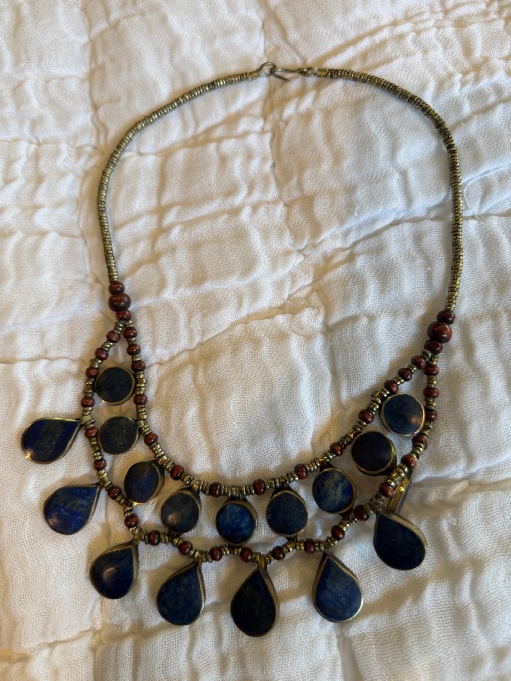 Handcrafted Blue Stone Multi-Drop Necklace - Picture 2 of 3